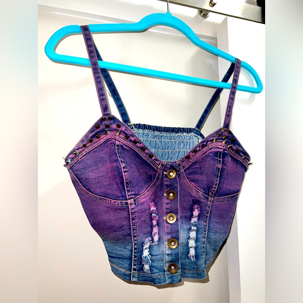 Studded Denim Crop Top